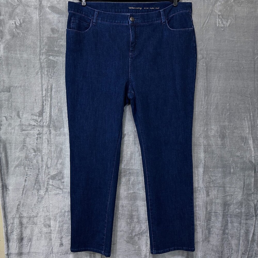 Soft Surroundings Straight Leg Jeans Sz 20W Style #51578 Drak Wash